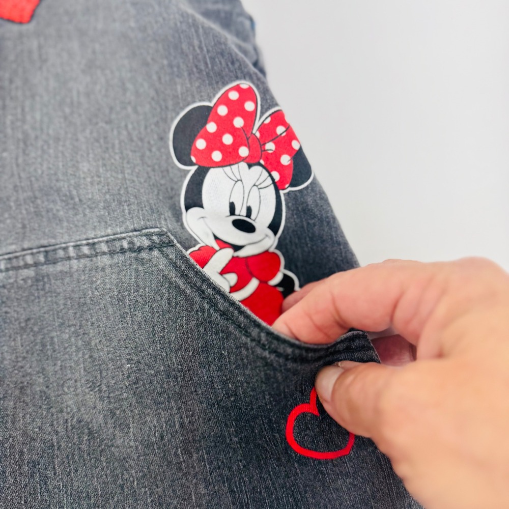 Disney Mickey Minnie Mouse Blk‎ Denim Jumper Dress Girls Overall Pinafore Heart - Picture 2 of 10